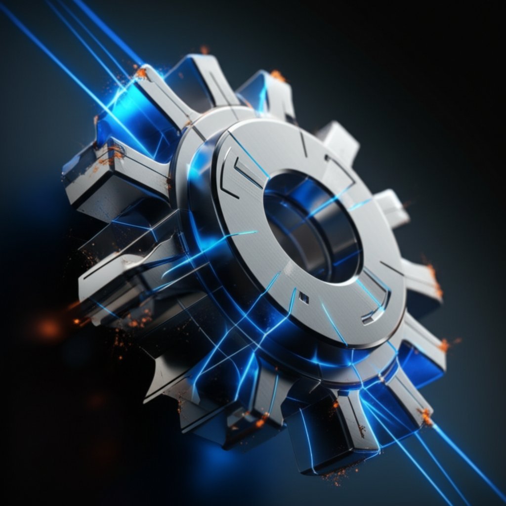 conceptual art of a die cast part undergoing a precise deflashing process