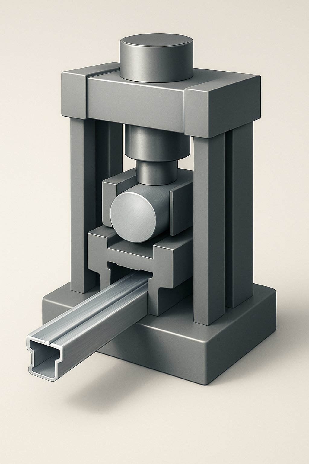 billet ram die and profile at the press stage