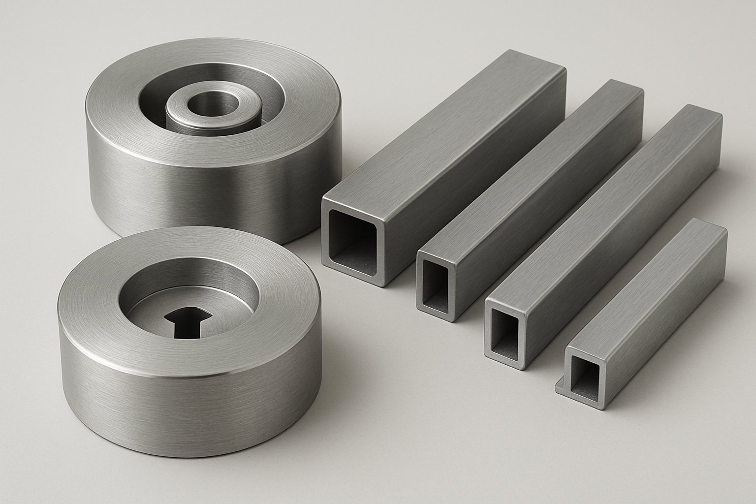 extrusion dies and profile shapes that guide metal flow