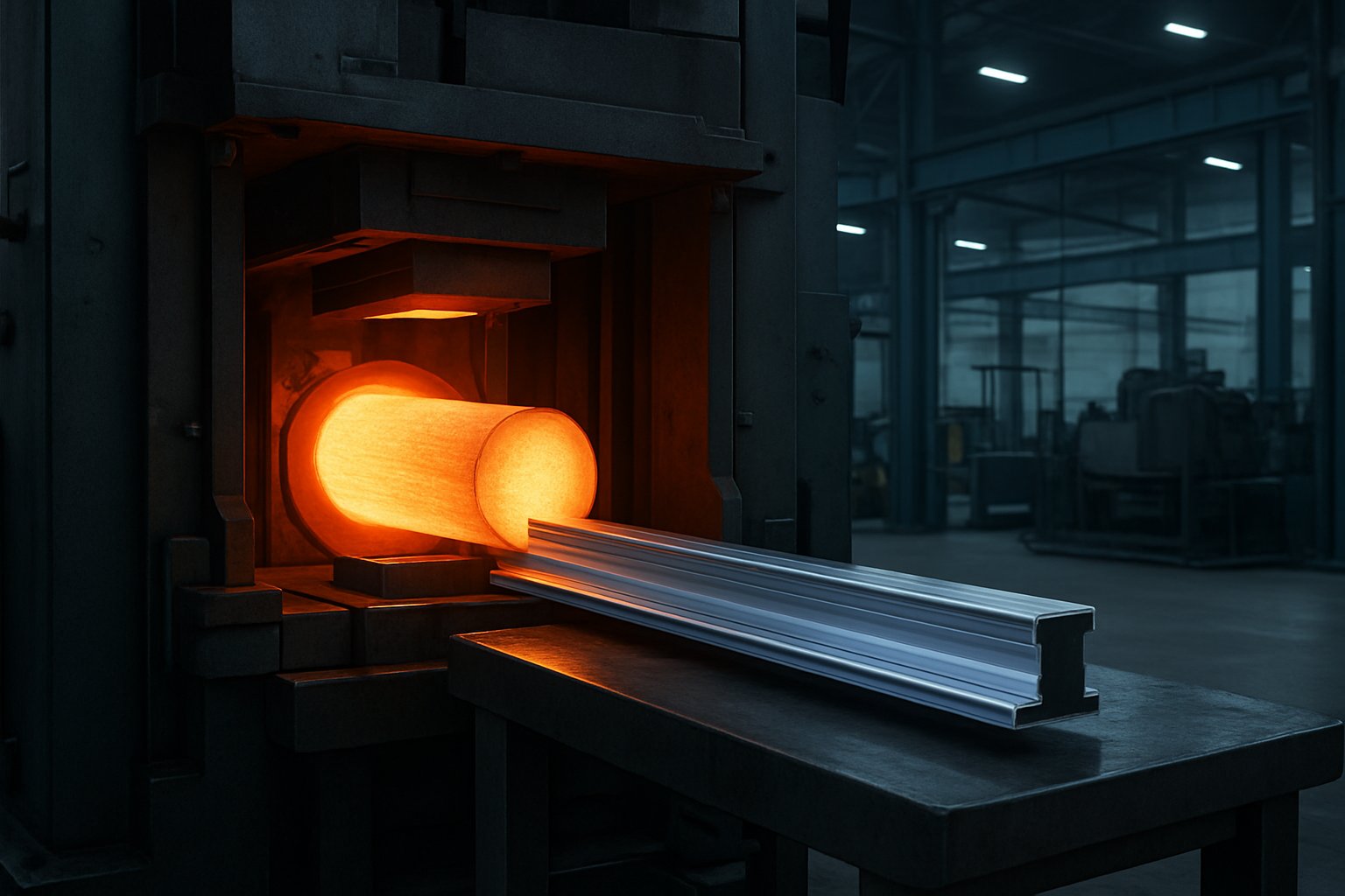 how aluminum extrusion turns a heated billet into a long profile