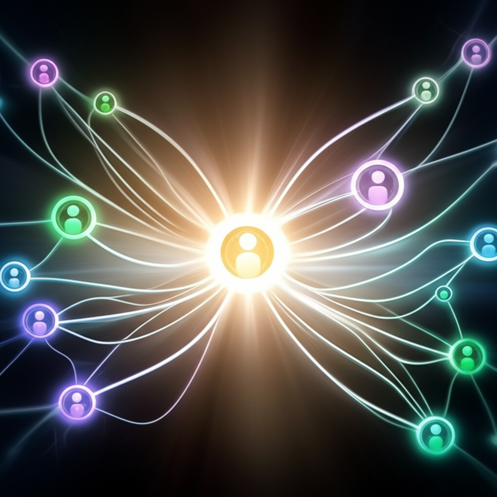 a diagram representing the project manager as a central communication hub for the team and stakeholders