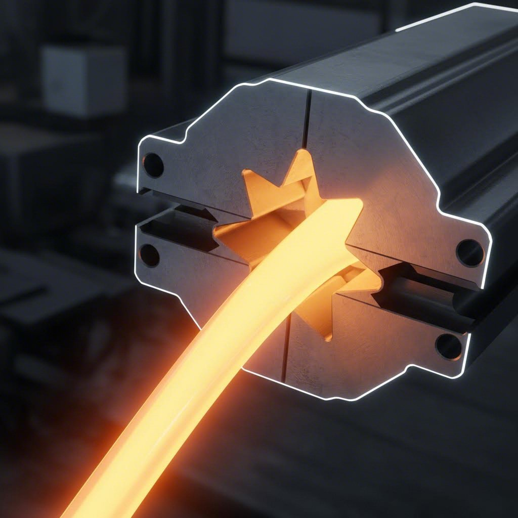 aluminum extrusion die demonstrating metal flow that influences dimensional tolerance control