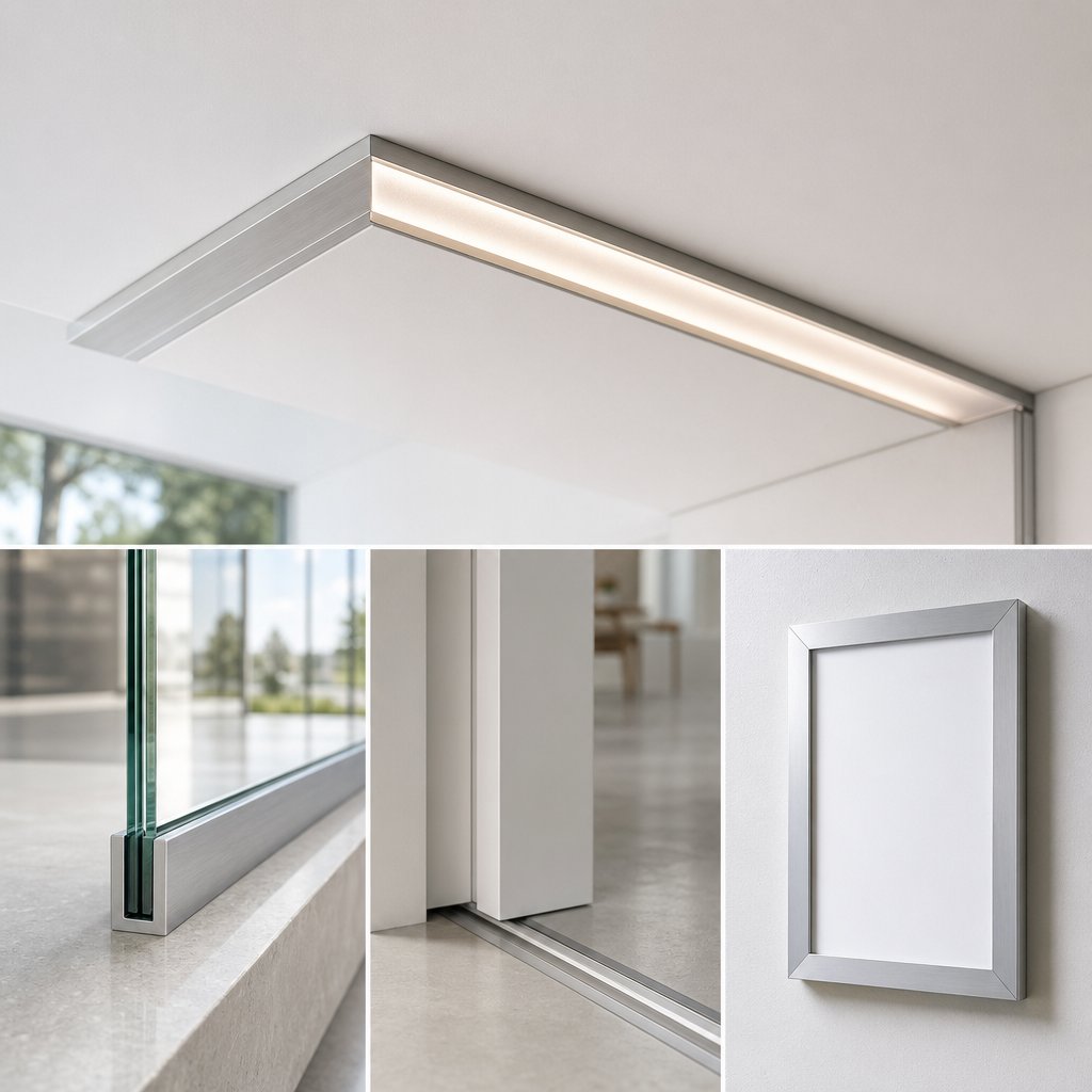 aluminium channel applications in lighting glazing and sliding systems