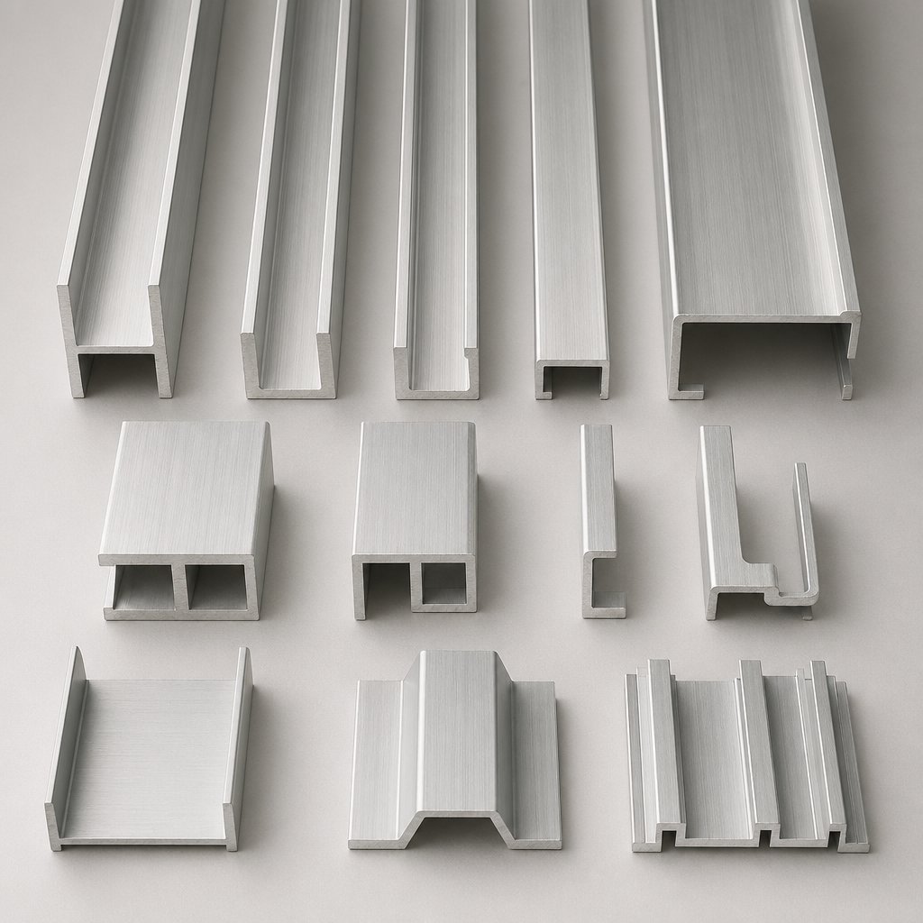common aluminium channel profile families arranged for comparison