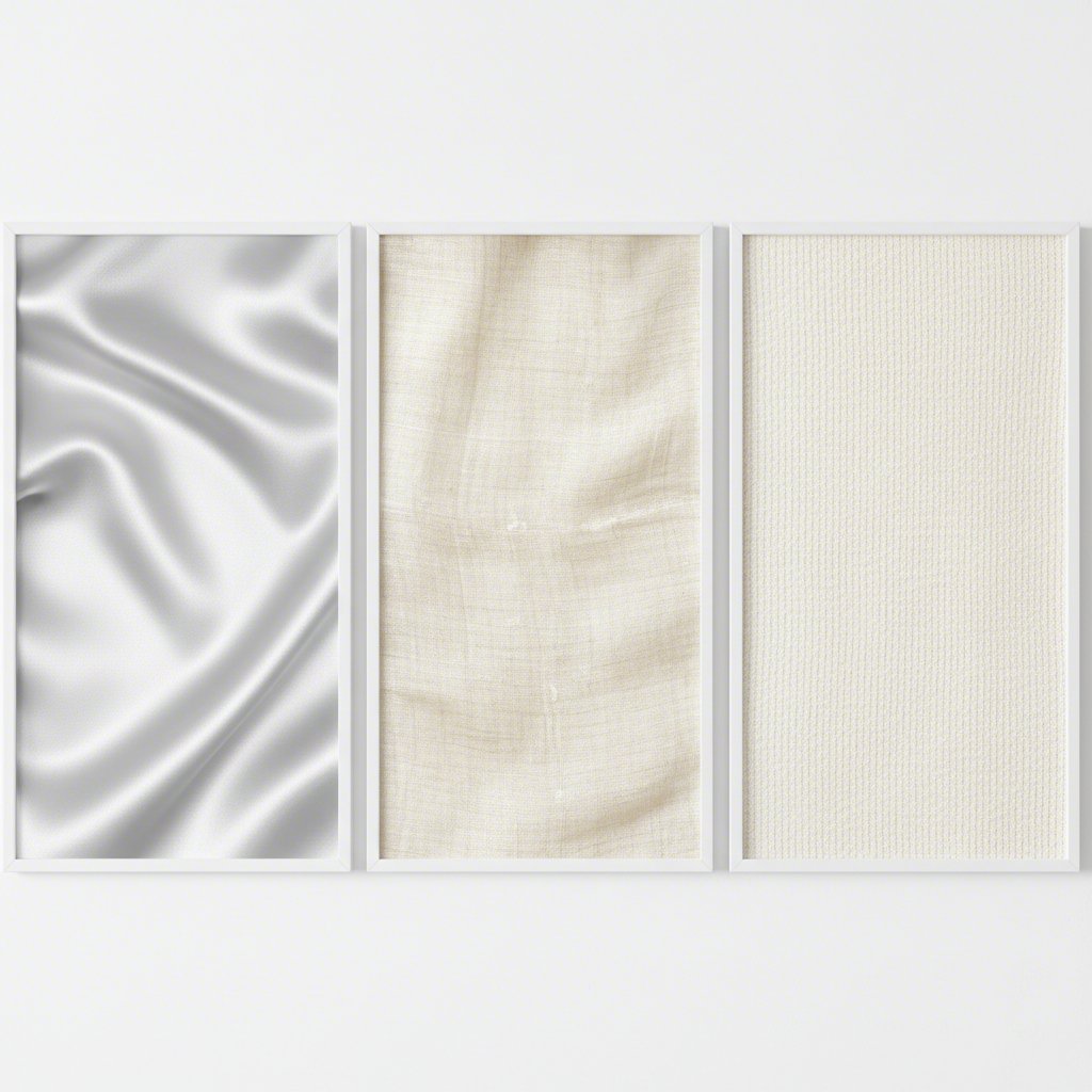a visual comparison of the textures of satin silk and cotton fabrics