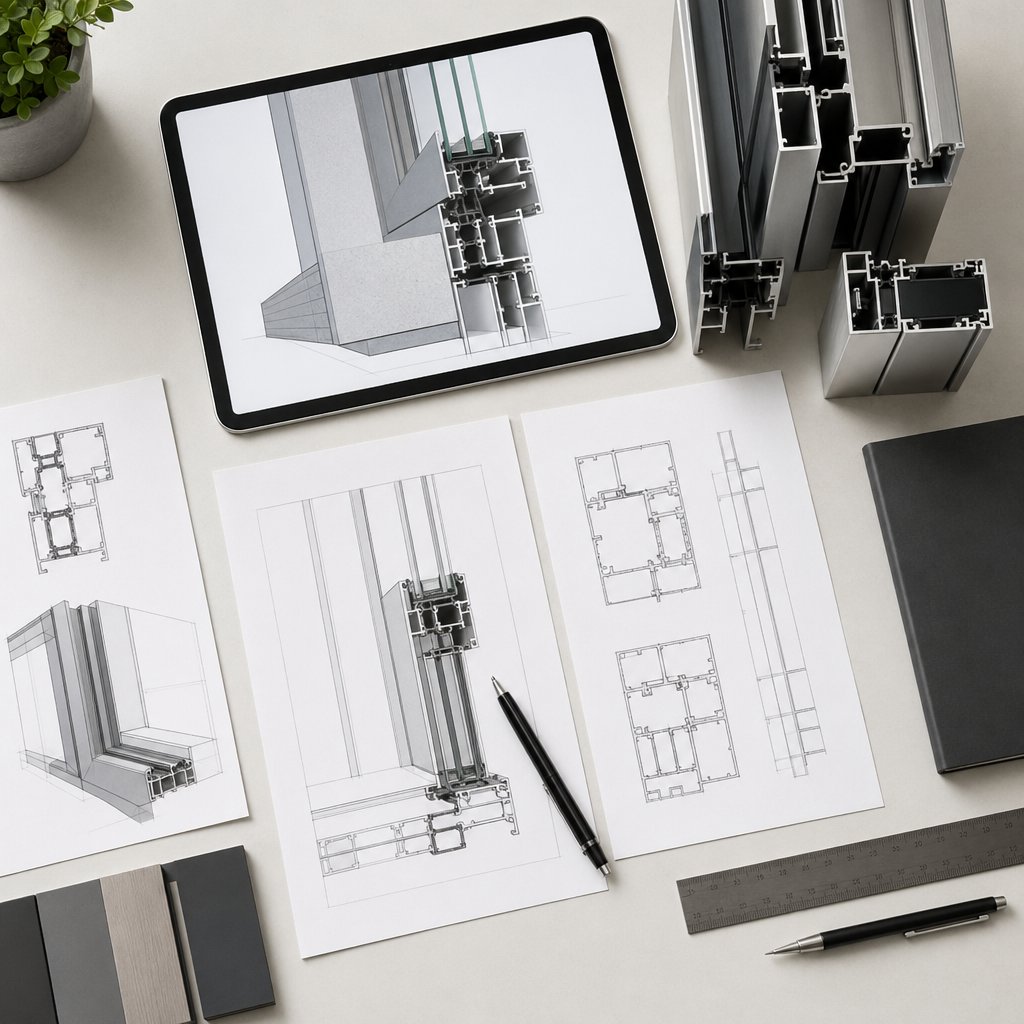 reading an aluminium window profile drawing and spec sheet
