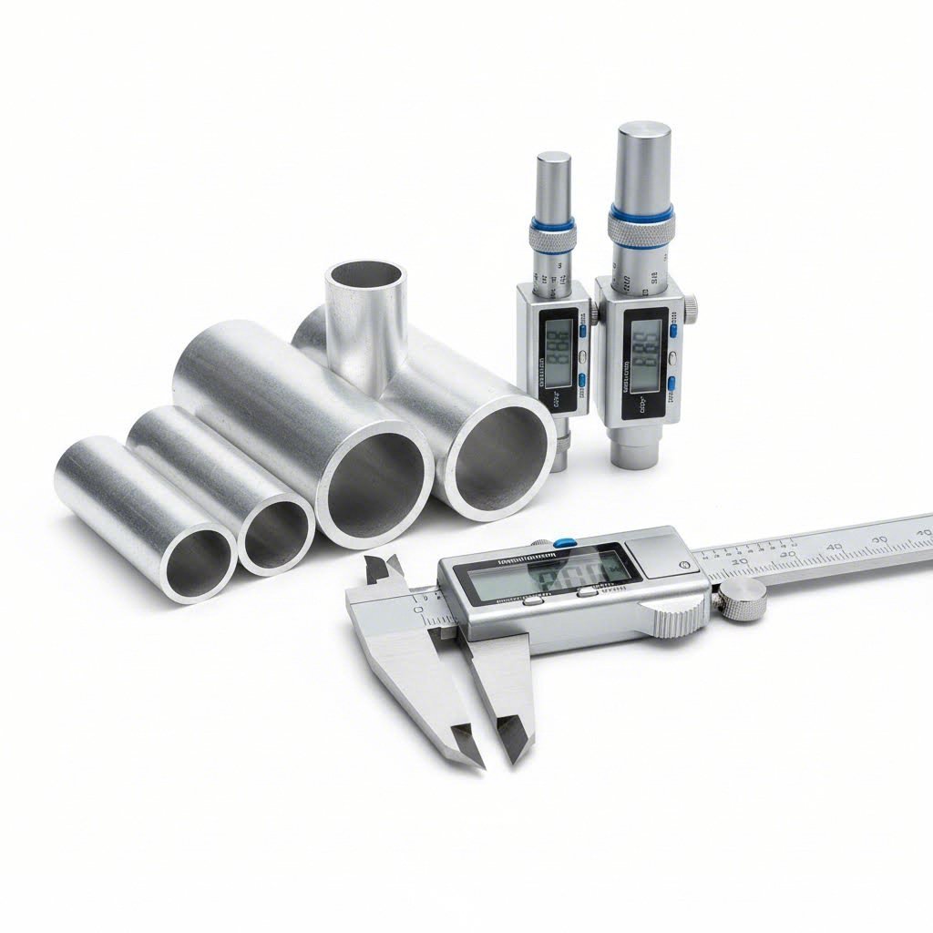precision instruments verify dimensional tolerances on aluminum tube cross sections