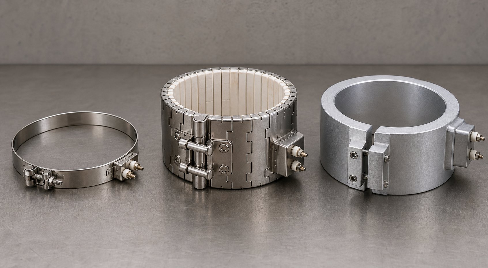 three primary barrel heater types compared mica band ceramic band and cast aluminum heaters used in injection molding