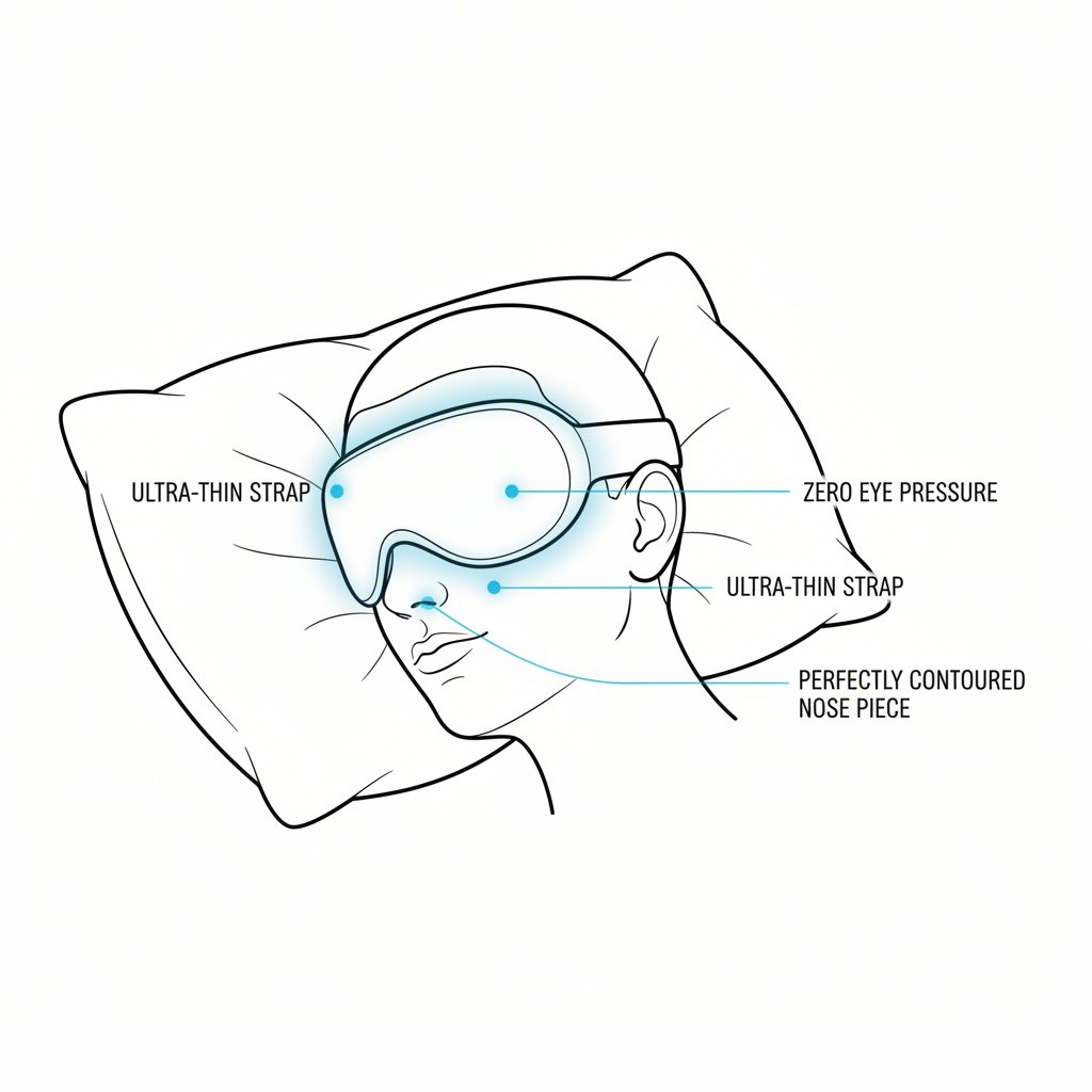 diagram showing essential design features for a comfortable sleep mask
