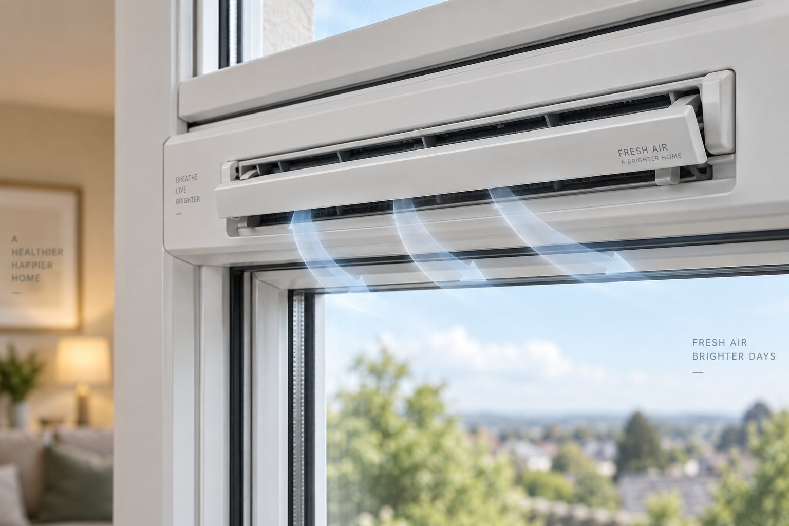 a trickle vent installed in a window frame head provides continuous background ventilation to prevent overnight moisture buildup