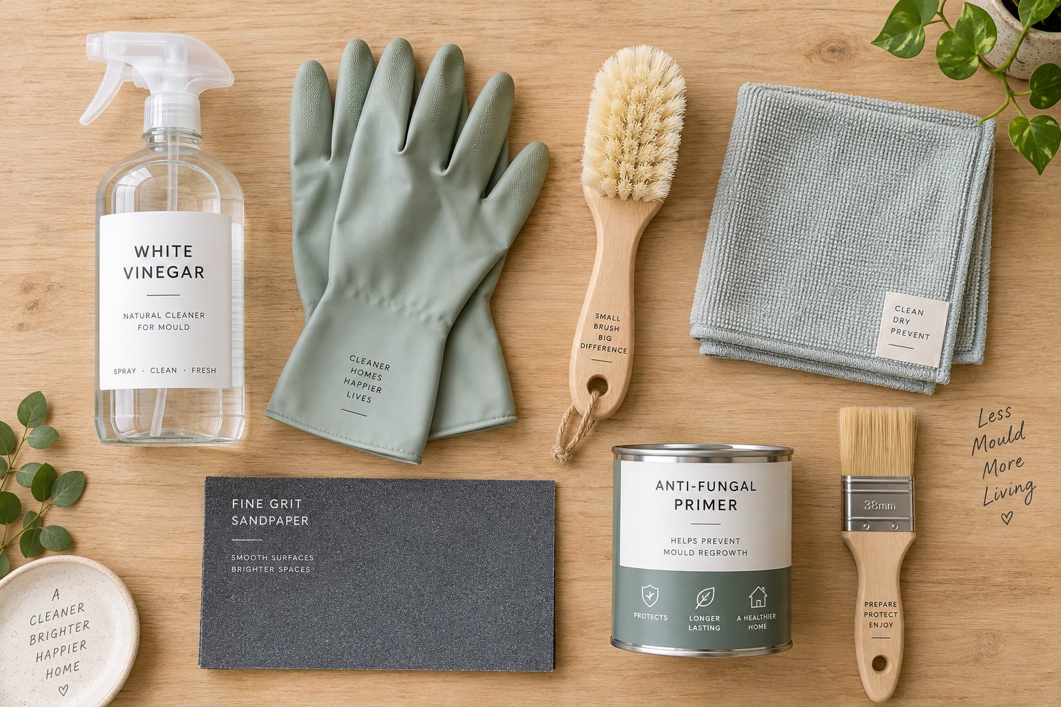essential cleaning tools and solutions for safely removing mould from different window frame materials
