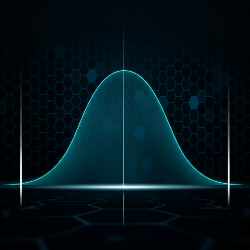 conceptual art of a process distribution curve within specification limits for spc