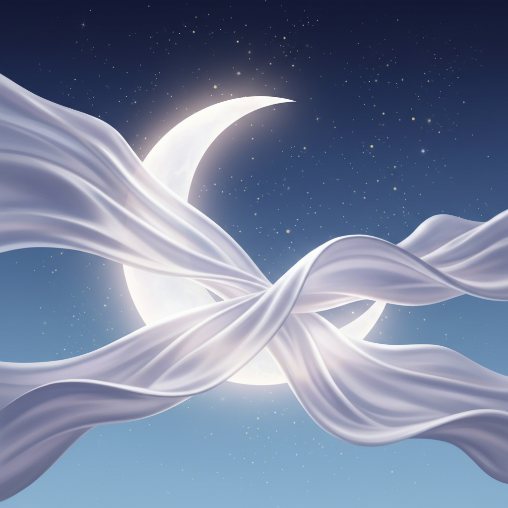 conceptual art of fabric draping over a moon representing sleep masks and skin