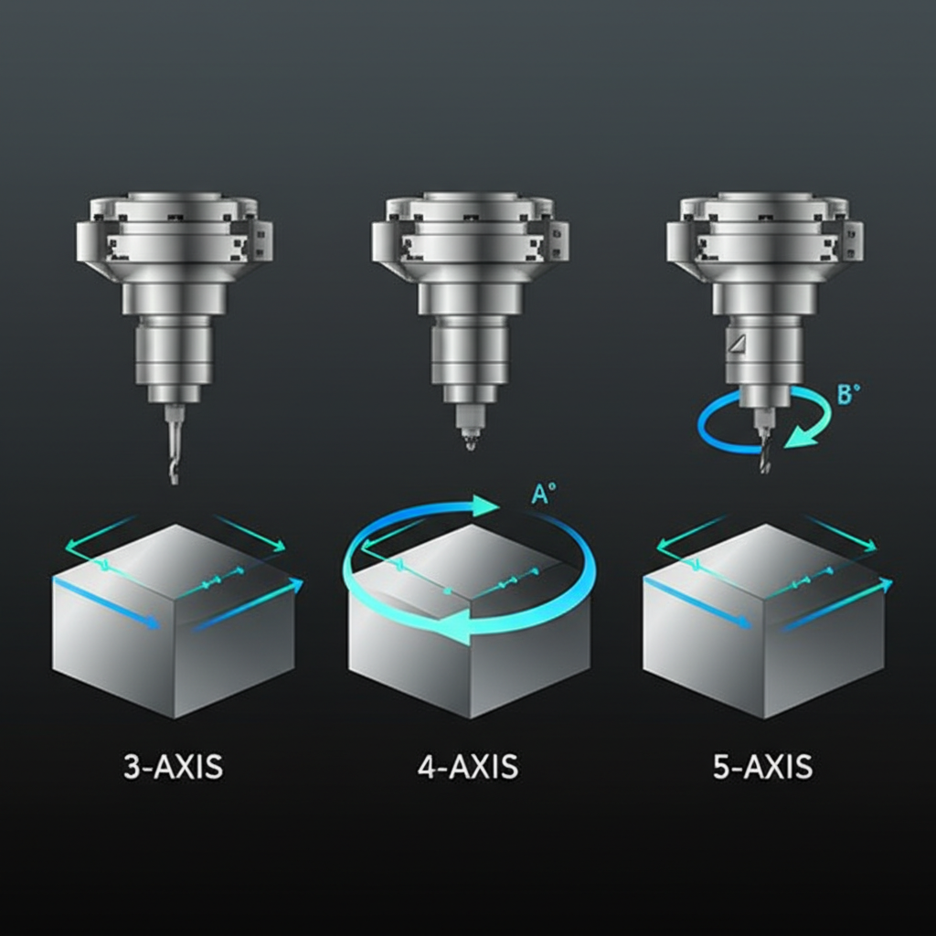 diagram showing the different axes of movement in multi axis machining