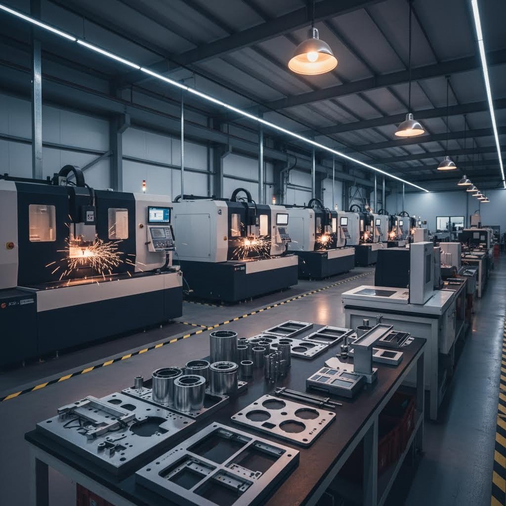 professional metal fabrication facility with quality inspection area and laser cutting equipment