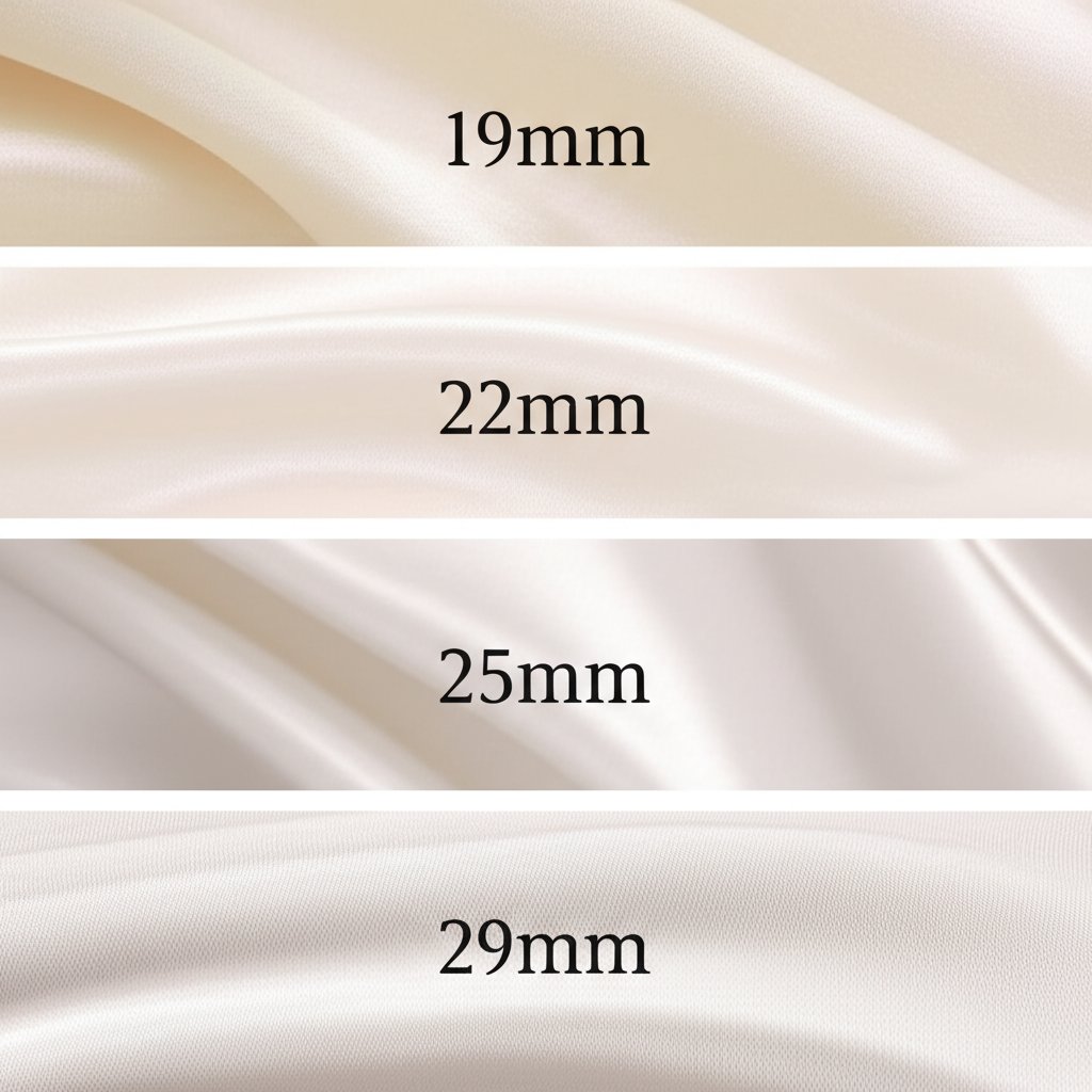 an infographic comparing the different momme weights of silk fabric