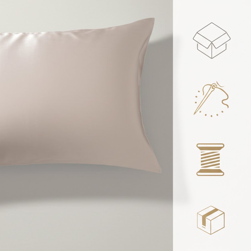 conceptual icons representing the customization options for silk pillowcases