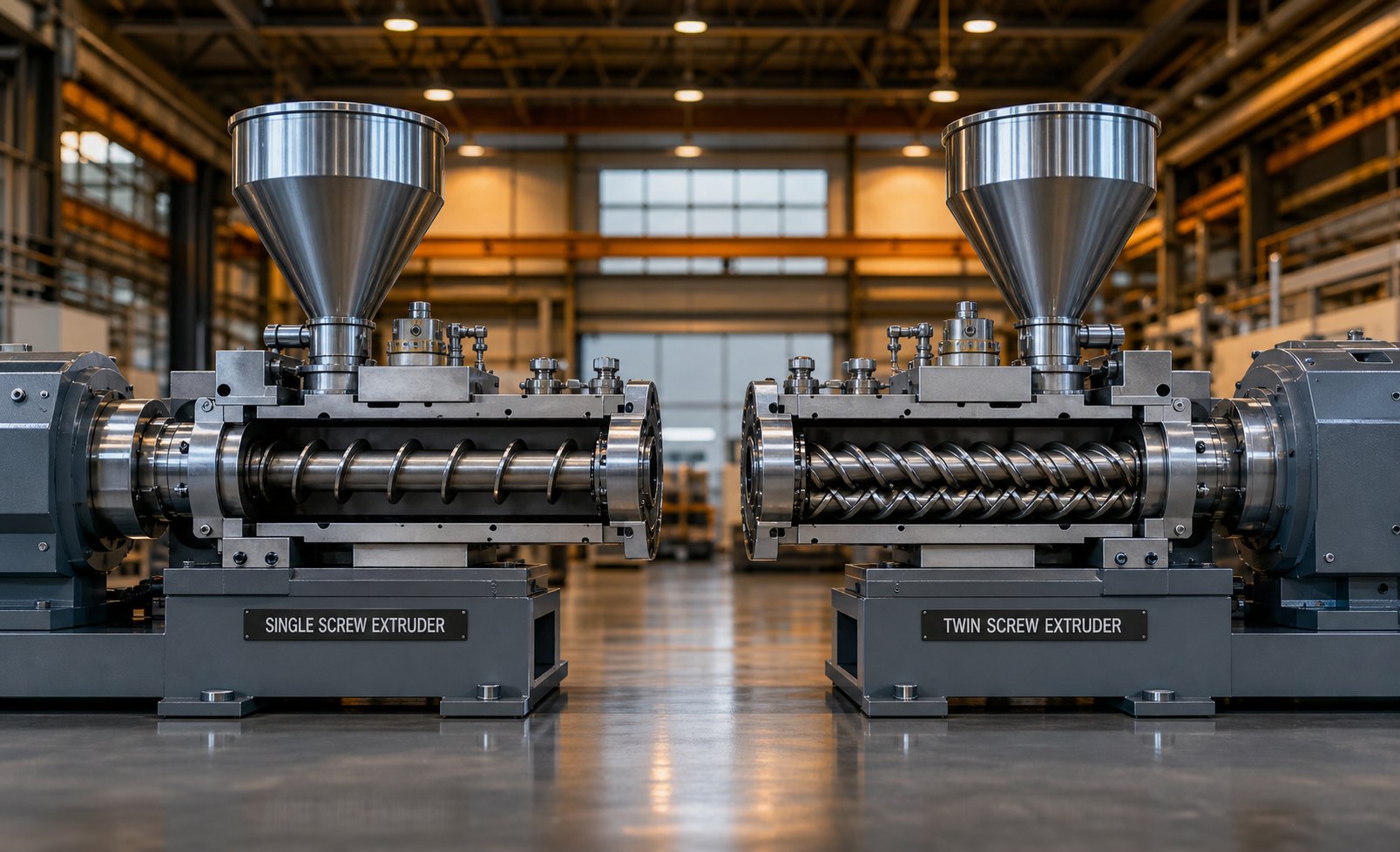 single screw and twin screw extruder configurations represent fundamentally different processing approaches for plastics manufacturing