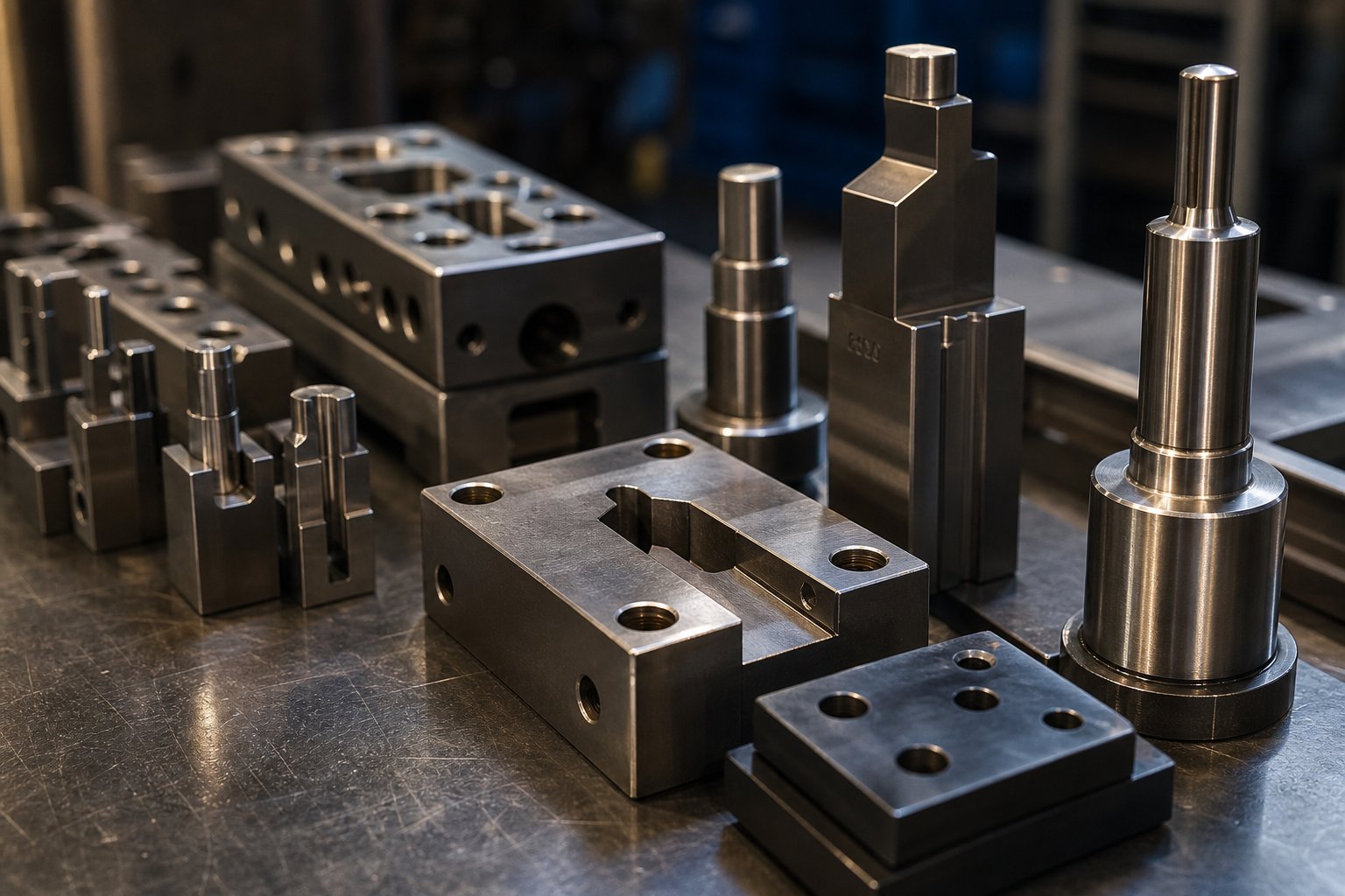 info-1-1 precision metal stamping die components crafted from various tool steel grades ready for press installation