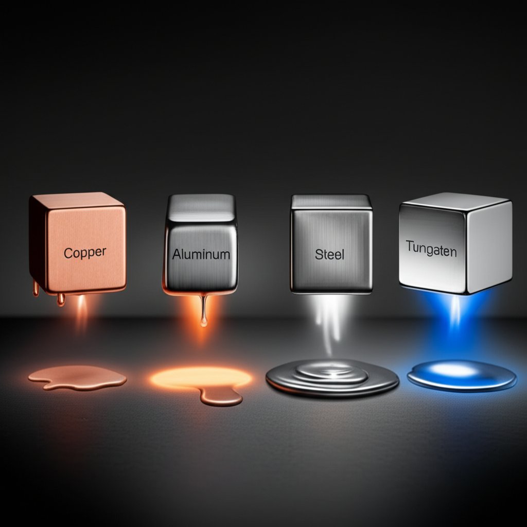 visual comparison of melting points for copper and other common engineering metals