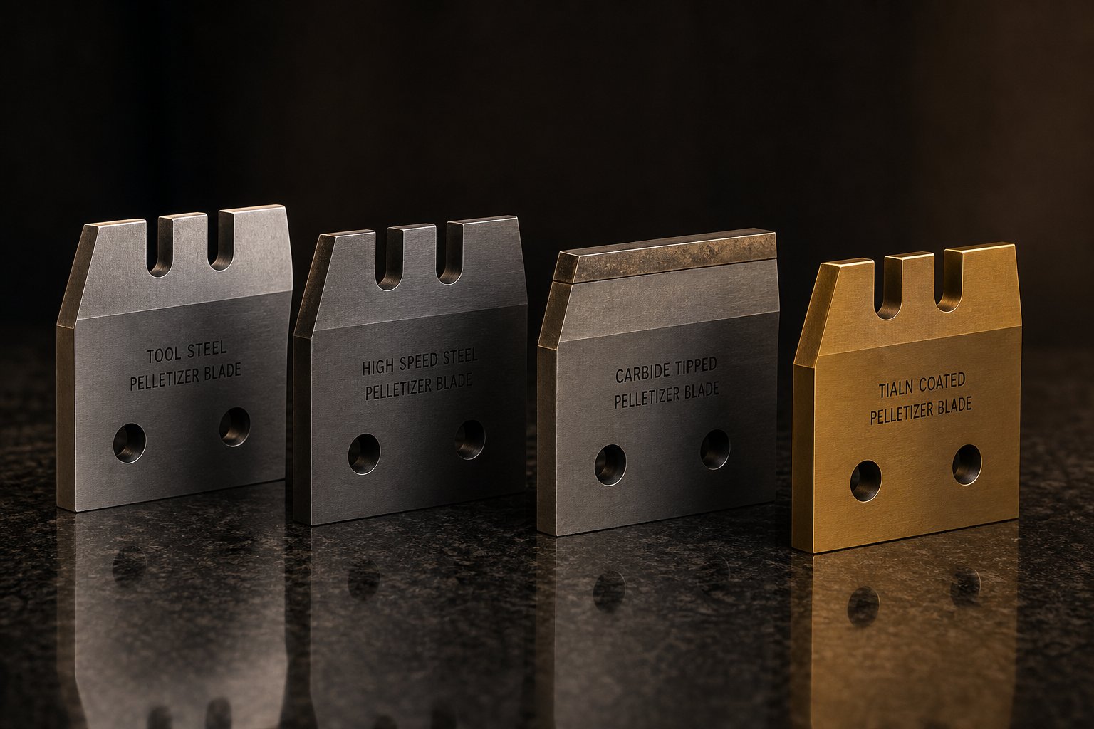 pelletizer blades in different material grades from tool steel to tungsten carbide