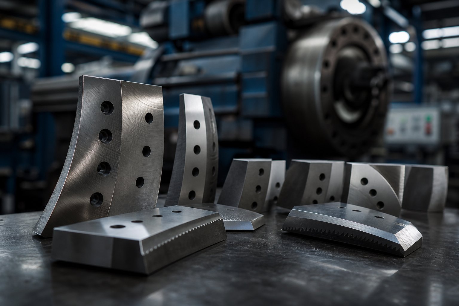 precision ground pelletizer blades ready for installation on an extrusion line