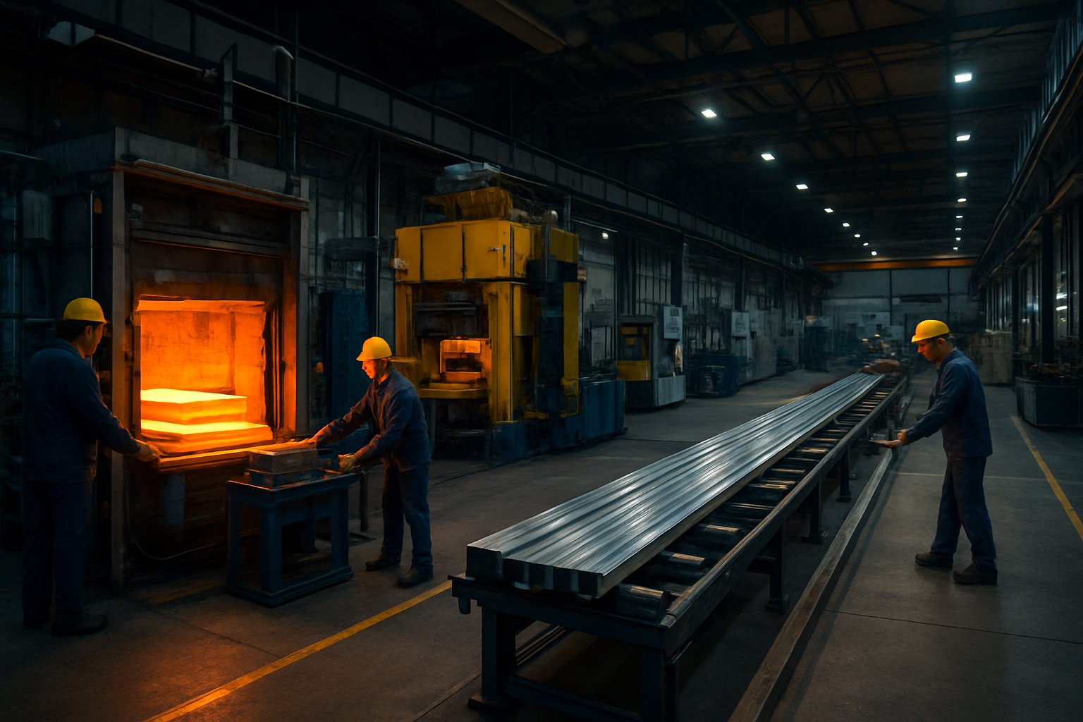 aluminum extrusion line from billet heating to cooling