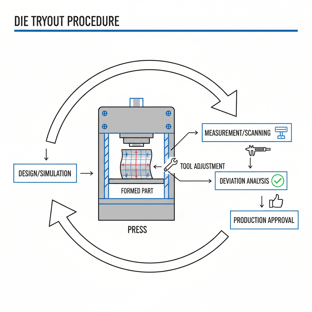 diagram of the iterative steps in the die tryout procedure