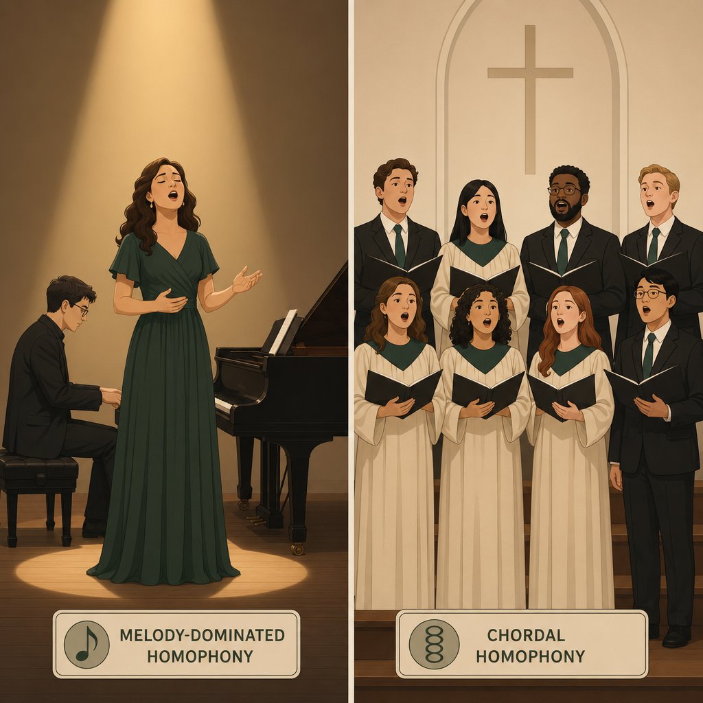 melody dominated homophony versus chordal homophony the two main subtypes of homophonic texture in music
