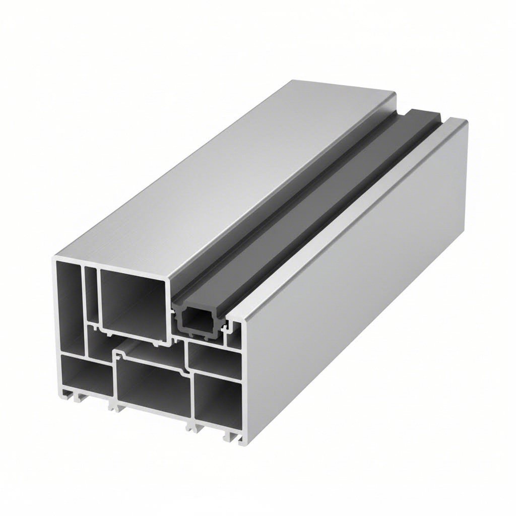 cross section of a thermally broken aluminum window frame extrusion profile
