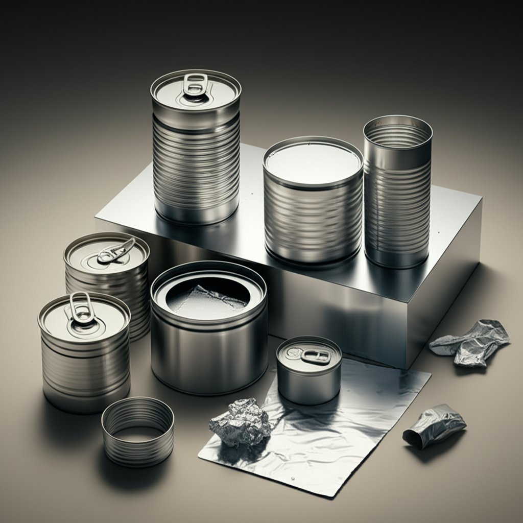 a selection of common aluminum items showcasing its metallic qualities and versatility