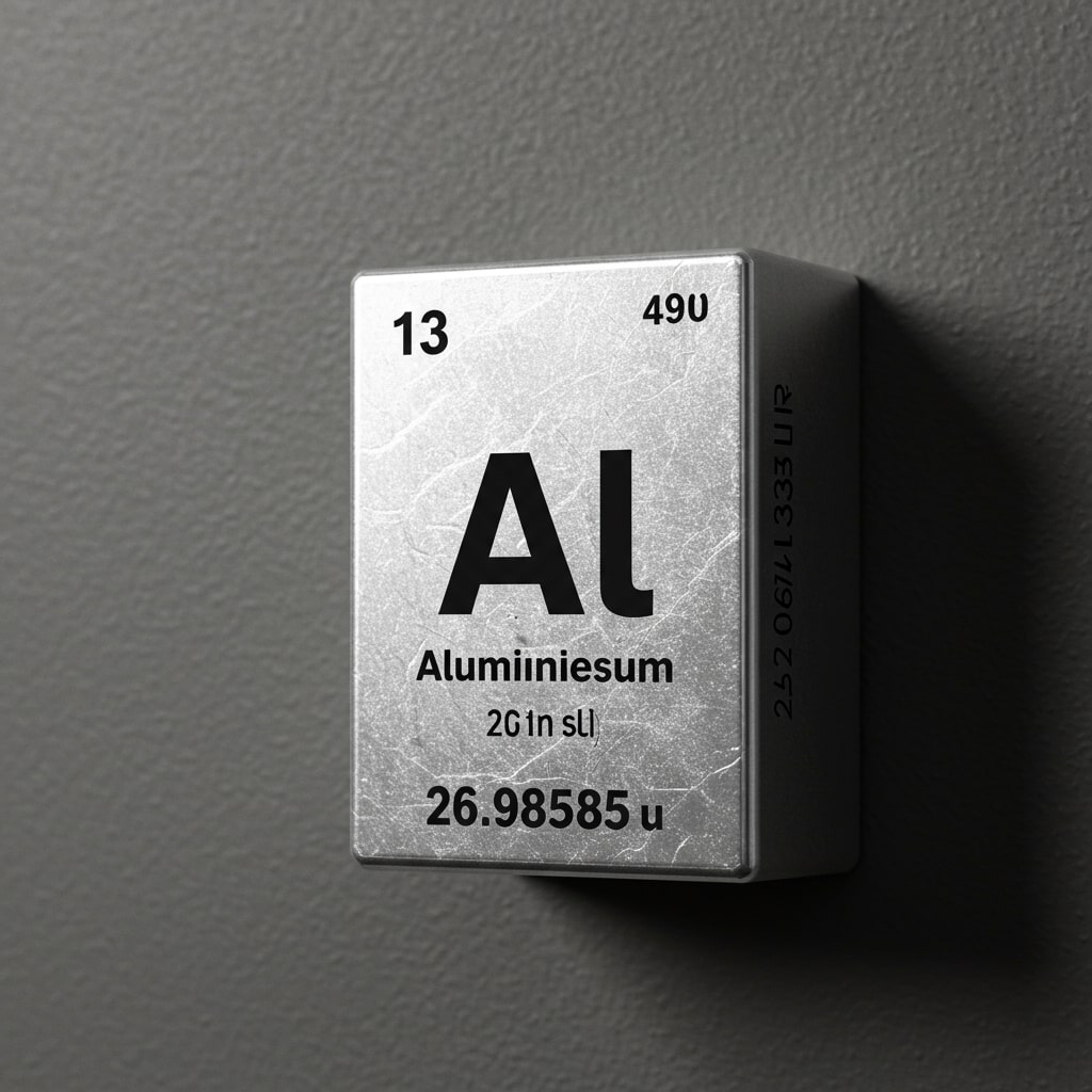 aluminum highlighted on the periodic table alongside everyday aluminum products