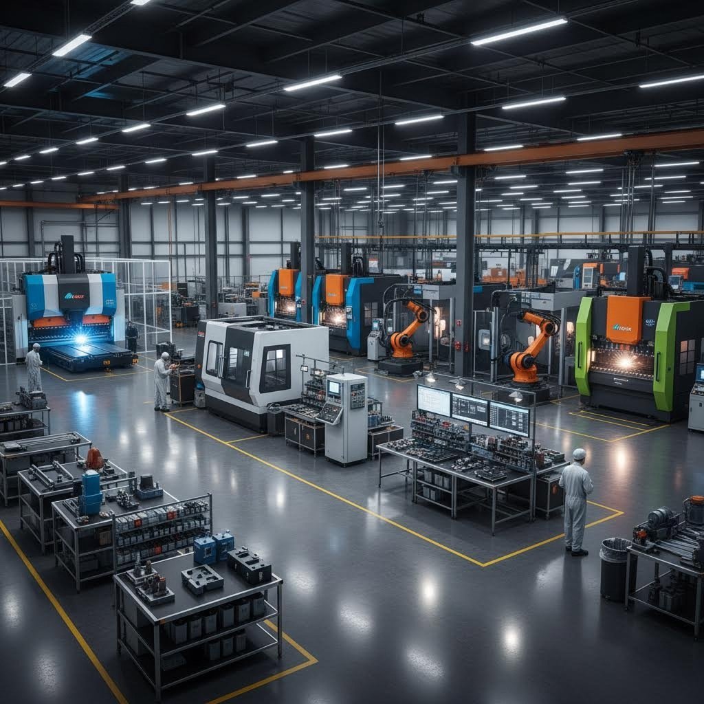 full service metal fabrication facility with integrated cutting forming and quality inspection capabilities