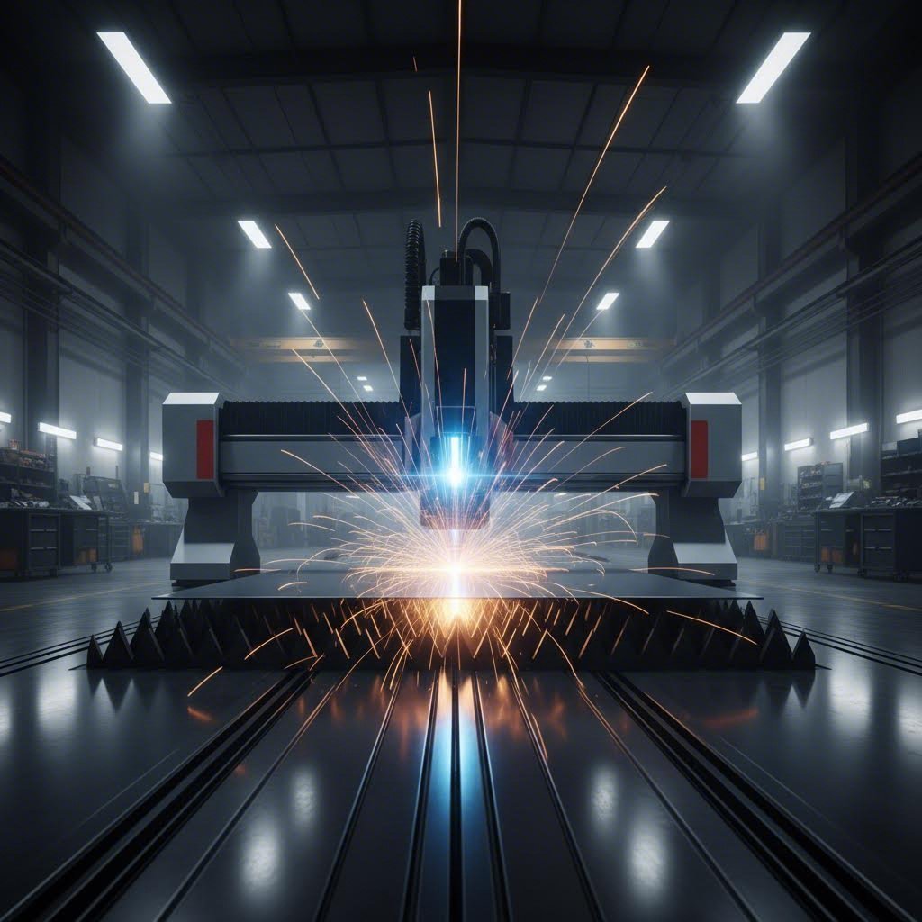 modern industrial sheet metal fabrication facility with precision laser cutting equipment in operation