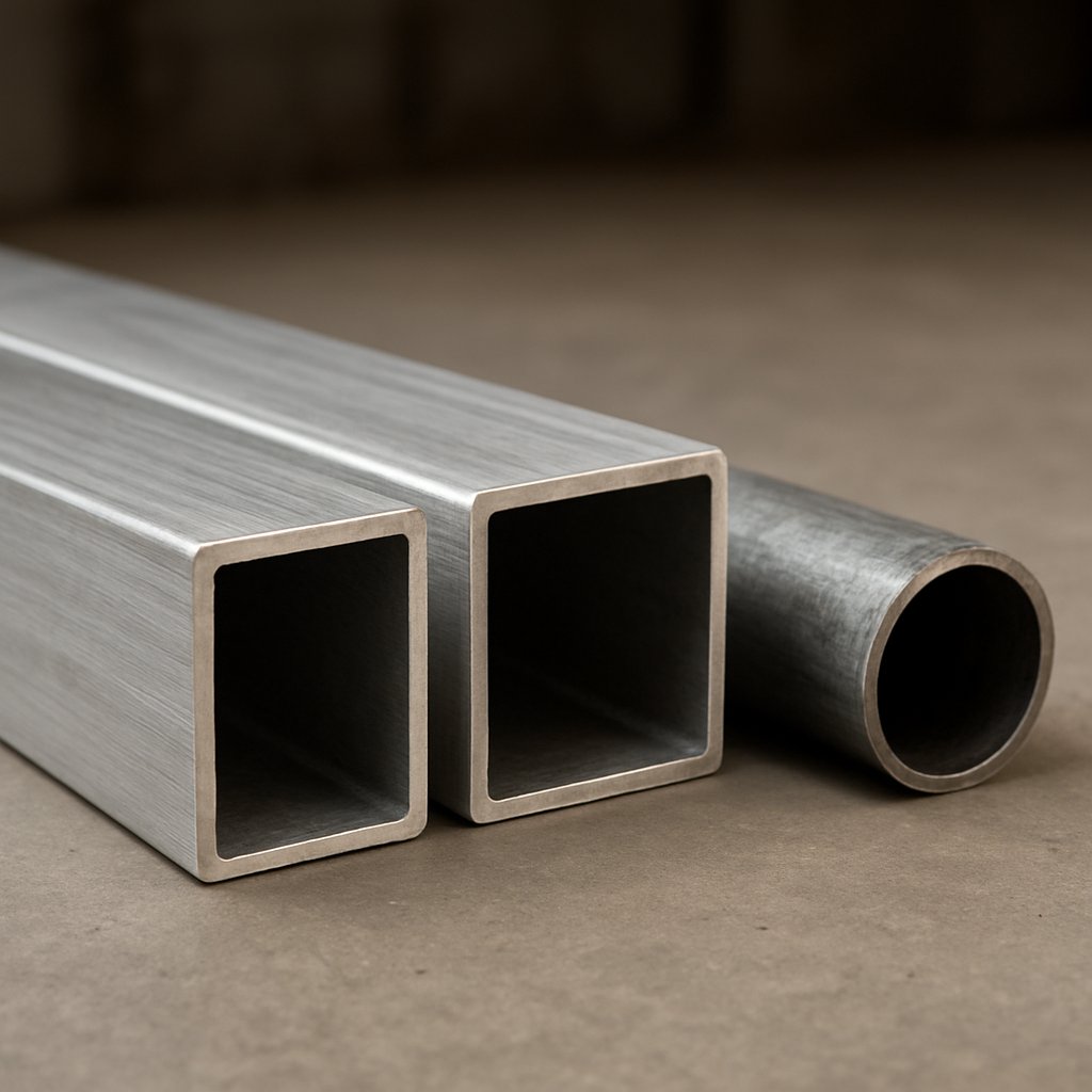 aluminum tube and pipe shown as different hollow metal forms