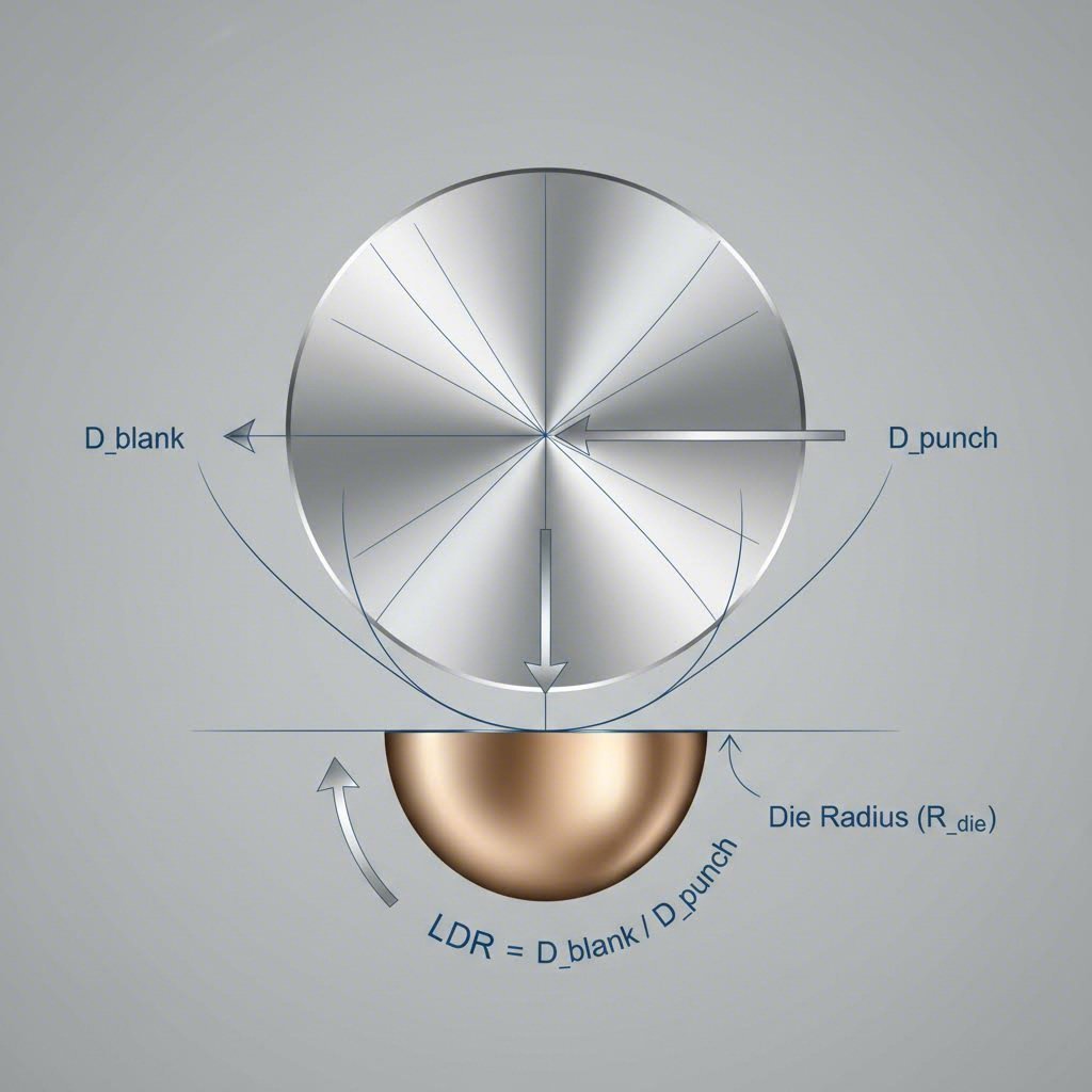Diagram of critical tooling geometry including LDR and die radii