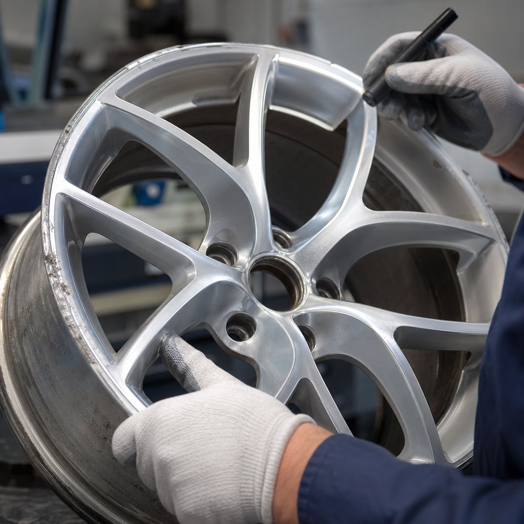 safety inspection of an aluminum wheel before refinishing