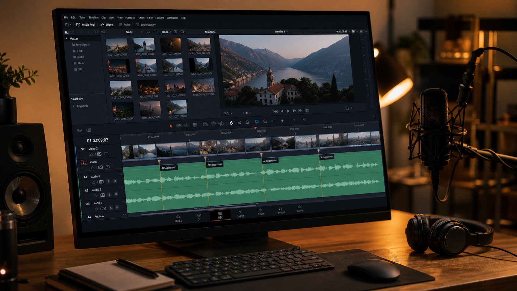 content creator fitting ai edited music tracks to match video timeline lengths