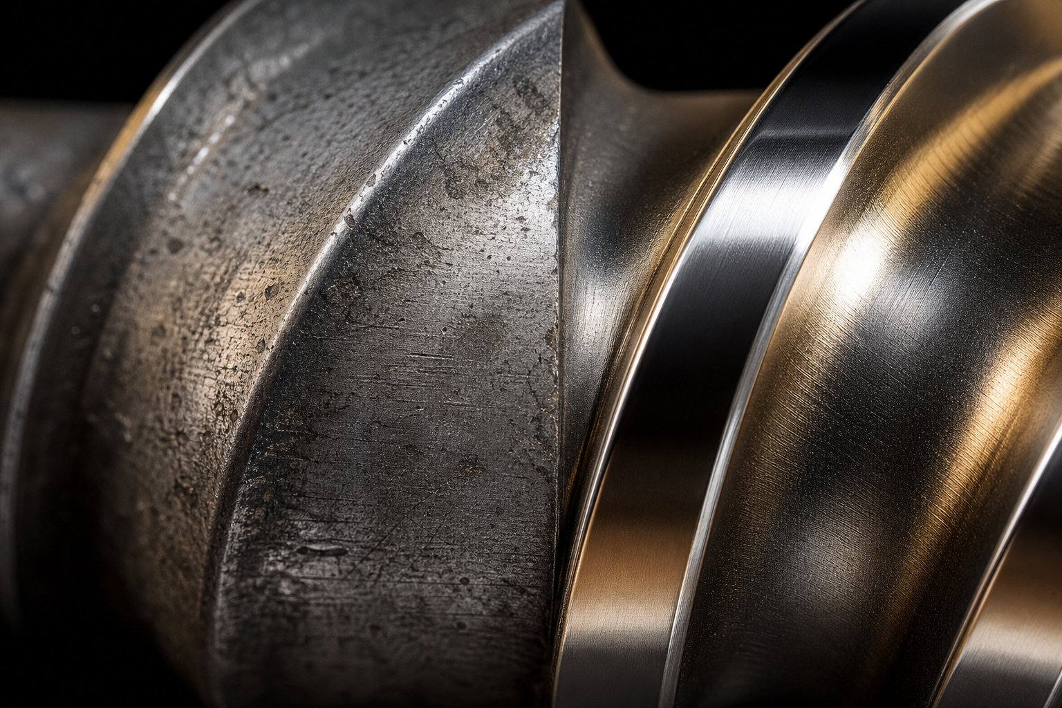 comparing worn and coated screw flight surfaces %E2%80%94 proper metallurgy and surface treatments dramatically extend component service life