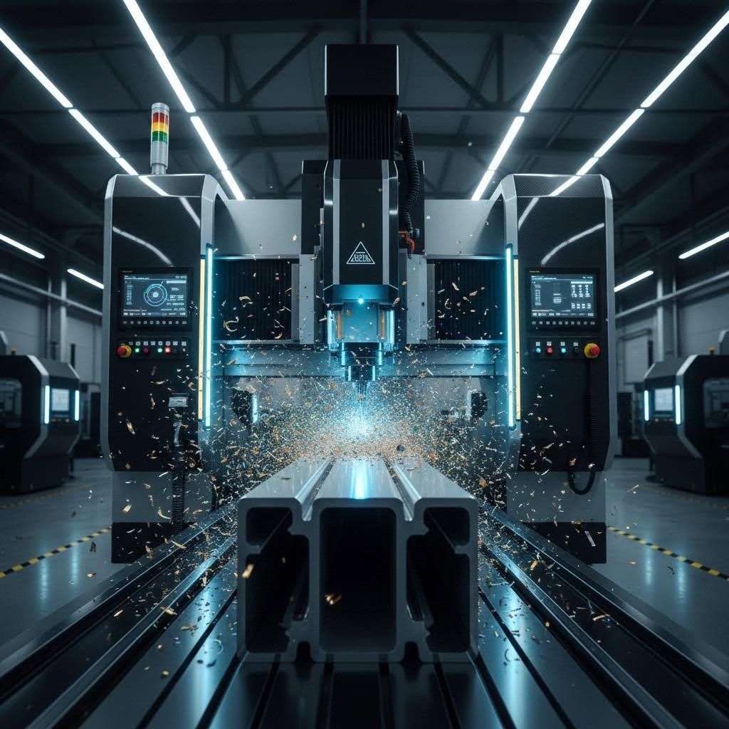 cnc machining center performing precision processing on aluminum profiles