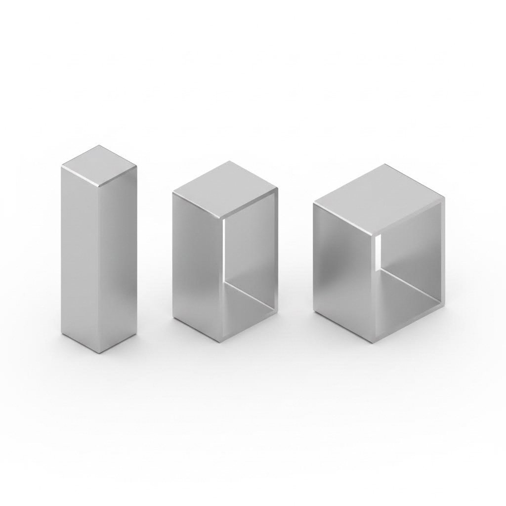 solid semi hollow and hollow aluminum extrusion profile geometries