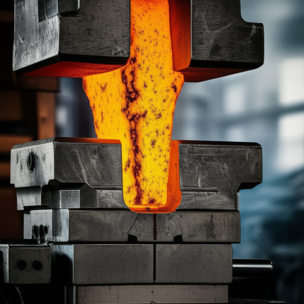 diagram of continuous grain flow in an open die forged part enhancing its strength