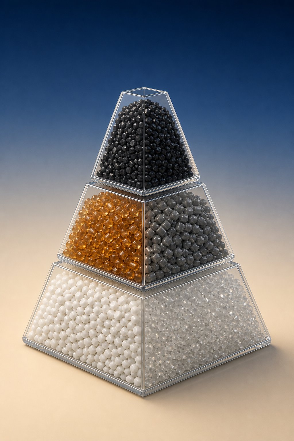 polymer pyramid illustrating commodity engineering and high performance plastic resin tiers