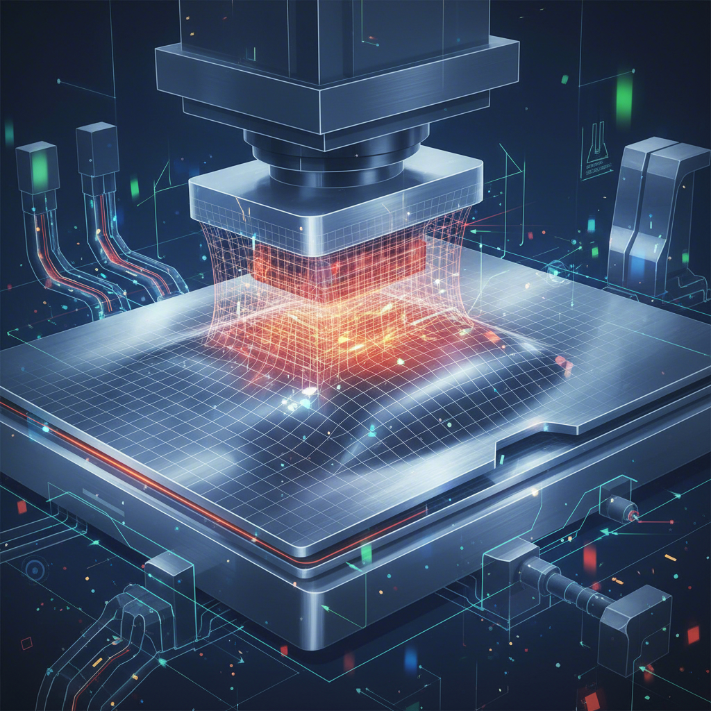 conceptual visualization of sheet metal formability analysis showing strain distribution