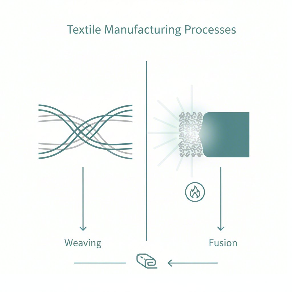 visual comparison of the manufacturing process for woven versus non woven fabric