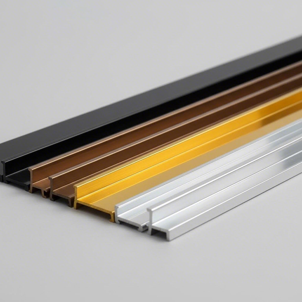 anodized aluminum extrusions showcasing various color finish options