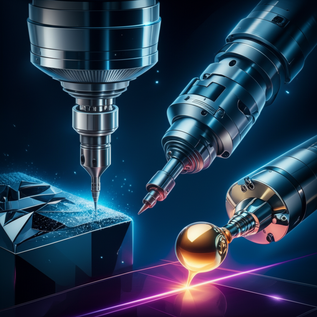 artistic representation of various cnc machine types and their functions