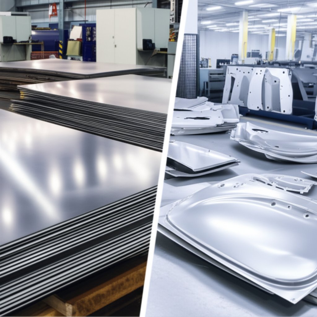 steel and aluminum materials used for automotive stamping with sample parts
