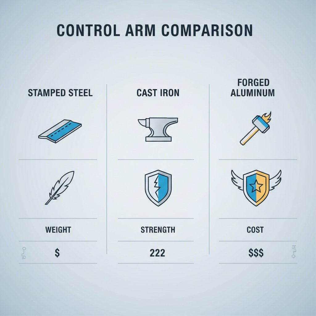 comparison of stamped steel cast iron and aluminum control arms