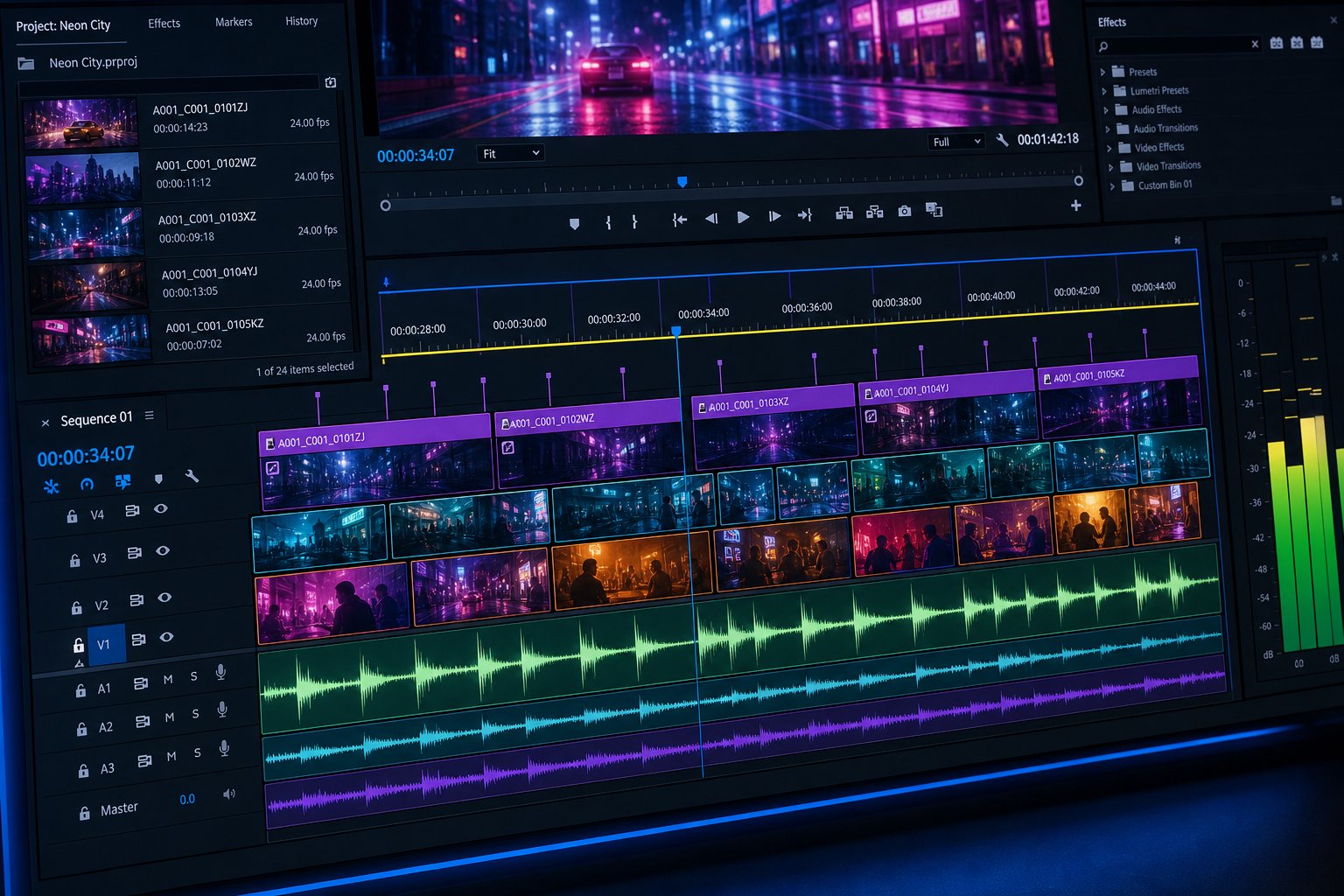 aligning ai generated video clips to musical beats on an editing timeline